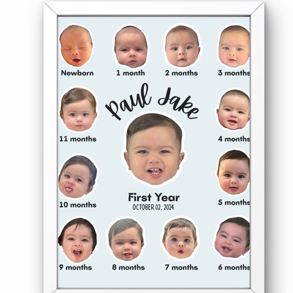 3D Baby Milestones Shadow Box: Personalized First Year Keepsake - Picture 3 of 13